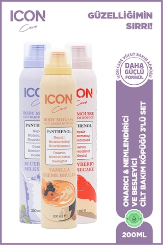 Icon Cilt Bakım Köpüğü Strawberry-cheesecake&blueberry-mılkshake&vanılla Creme-brulee Set
