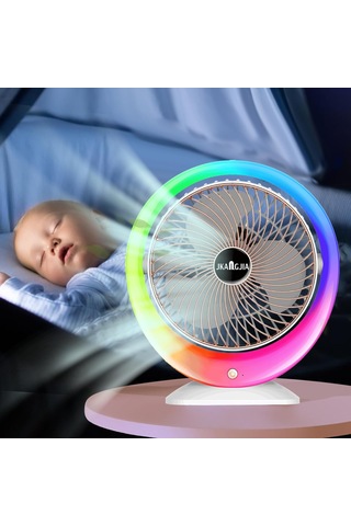 Usb Şarjı Gradyan Ortamlı Renkli Led Masa Fanı 3speed Rüzgar Enerjisi 1200mah Pil