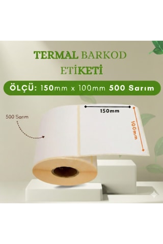 150x100 Mm Barkod Termal Etiket 500 Net Sarım 5 Rulo 500 Sarım X 5 Rulo Toplam 2500 Sarım Diğer