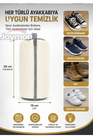 Ayakkabı Yıkama Çantası Özel Kumaş Fermuarlı Mikrofiber Bez - Beyaz Renk