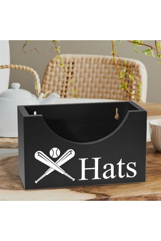 Suntek Ahşap Şapka Tutucu Kutusu Ev Ofis Yatak Odası Için Siyah