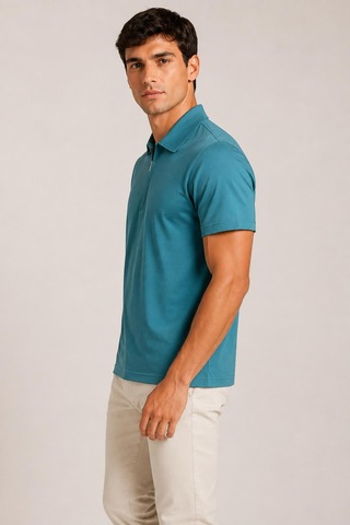 Alexander Gardi Ultra Yumuşak Dokulu Kısa Kollu Fermuarlı Polo Yaka T-shirt Mint