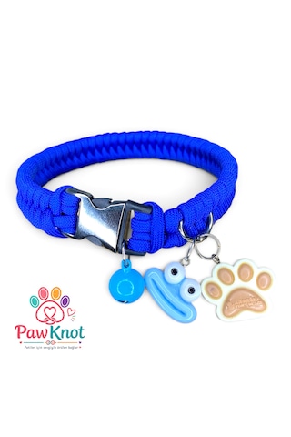 Handmade Paraşüt İpi El Dokuması Kedi/köpek Boyun Tasması Lacivert S Beden 25cm Max