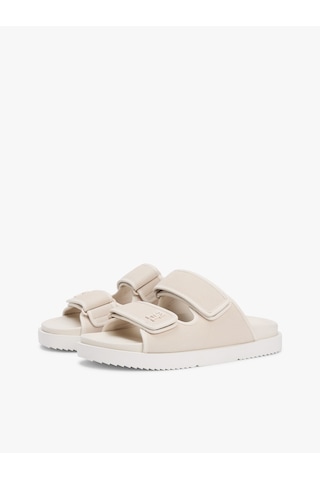 Tommy Hilfiger Double Strap Nubuck Sandal Kadın Bej Terlik - Fw0fw09298