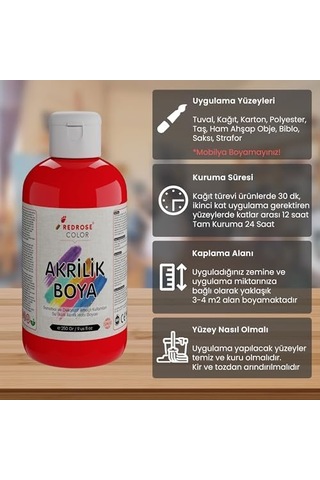 Kırmızı Akrilik Boya 250gr