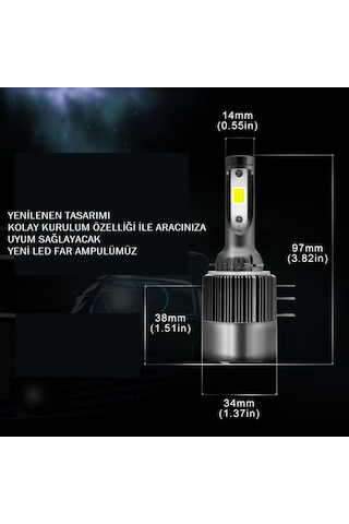 Led far ampulü H15 3570 chip 72W 11.000LM Canbus 12-24V / LAAM560-3