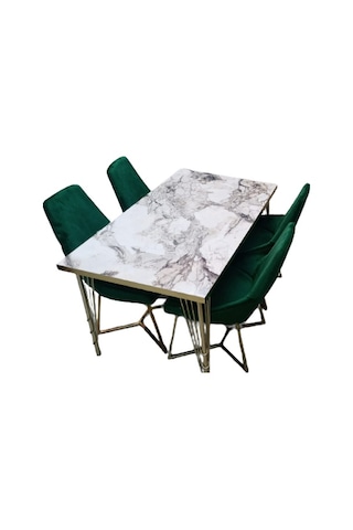 Bengimobilya Masa Sandalye Piramit Model Metal Çelik Gold Kaplama Ayak Mermer