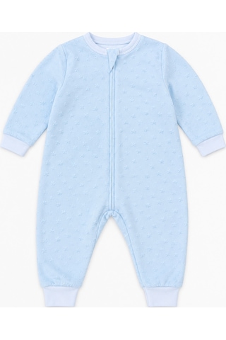 Babyhola 1.5 Tog Gül Ve Yıldız Desenli Kadife Uzun Kollu Bebek Uyku Tulumu 2710 Mavi