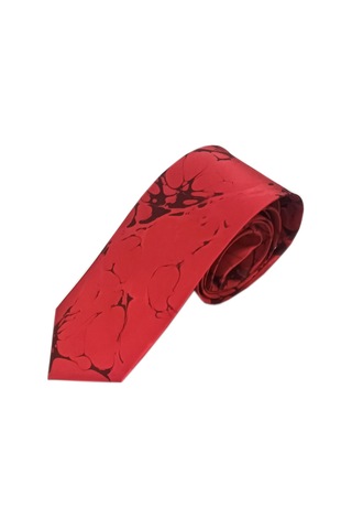 Elifebru Exclusive Handicrafts Ebru Sanatı Saten Kumaş Kırmızı Siyah Erkek Kravat Sakr 151 Kırmızı Siyah 001