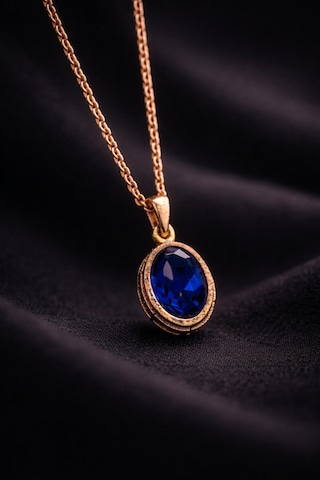 Kadın Bakır Kolye Doğal Koyu Mavi Safir Taşlı Minimal Model Kolye Diğer