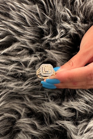 Fiyonk Kuyumculuk 14 Ayar Altın Baget Kare Sıralı Yüzük 001