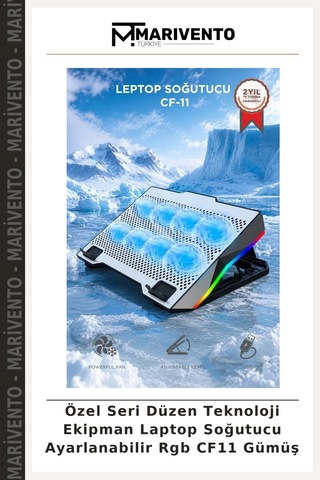 Özel Seri Düzen Teknoloji Ekipman Laptop Soğutucu Ayarlanabilir Rgb Cf11 Gümüş