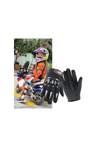 Çocuklar İçin Tam Korumalı Scooter Bisiklet Eldiveni Siyah
