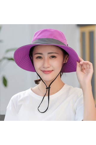 Uv Işınlarına Karşı Koruyucu Geniş Kenarlı Kadın Şapkası - Hafif Ve Konforlu Güneşten Korunma Aksesuarı Mor