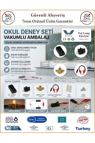 Trendhomm Okul Deney Seti - Elektrik Devre Ve Ampul Deney Seti