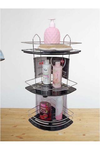 Decorev Dc-5917 Üç Katlı Paslanmaz Krom Banyo Şampuan Köşeliği Çok Renkli