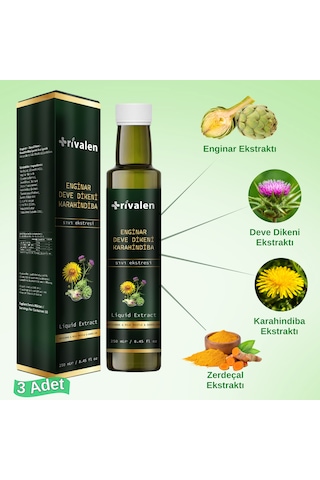 Rivalen Enginar - Deve Dikeni - Karahindiba Bitkisel Sıvı Eki 250 Ml X 3 Adet