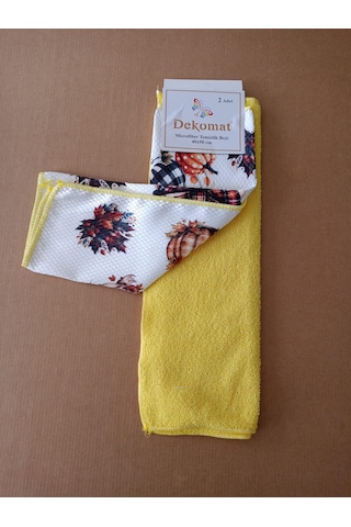 Microfiber Temizlik Bezi 40x50 Cm 2 Adet Bir Adet Baskılı Bir Adet Naturel