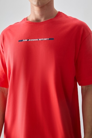 Air Jones Tommy Life Fiesta %100 Pamuk Kalın Yumuşak Dokulu Oversize Fit Baskılı Erkek T-shirt - 88358 Kirmizi