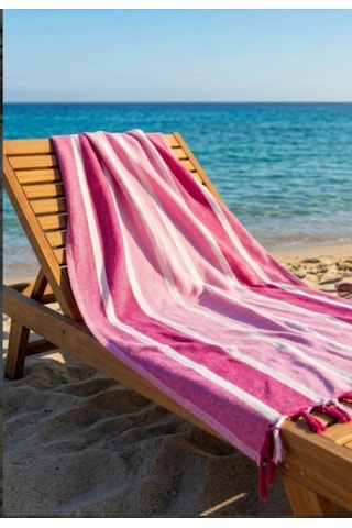Pembe Çizgili Peştemal Plaj Deniz Kadın Ürünleri Ebat: 90x180