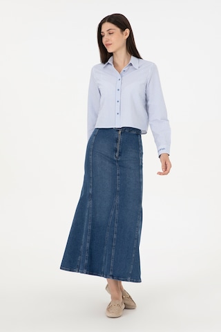 U.S. Polo Assn. Kadın Mavi Maxi Boy Jean Etek 50291112-DN0022