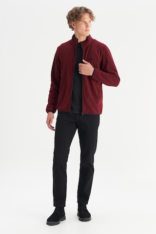 Wrangler Regular Fit Normal Kesim Dik Yaka Fermuarlı Bordo Polar Ceket Wine