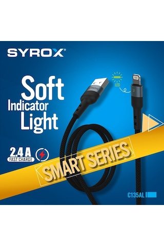 Syrox C135al Usb-a To Lightning 2.4a Örgü Kablo