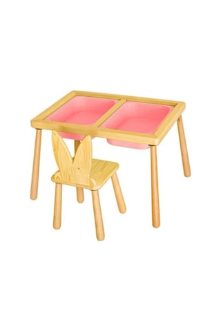 Woodnjoy Duyusal Oyun Masası + 1 Sandalye Pembe