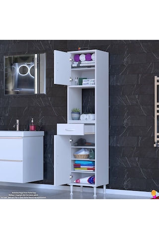 Eliusta Aria 2 Kapak 4 Raflı 50 Cm Beyaz Dolap 50x173x32,5 Cm Boyutlarında Çok Amaçlı Beyaz Dolap Beyaz