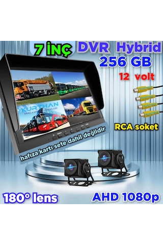 7'' Dvr Ekran 2 Ad 180 Derece Balık Gözü Lens Ahd Kamera Set12 V