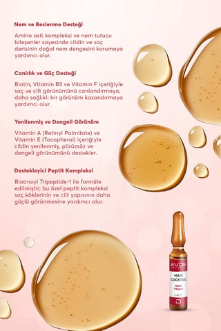 Multi Vitamin Hair Cocktail Dökülme Karşıtı Saç/kaş Bakım Serumu 2ml X 10 Ampul Vitamin Kompleksi + Peptid İçerikli