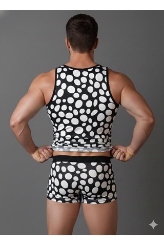 Erkek Desenli Tank Top Boxer Takımı Çok Renkli