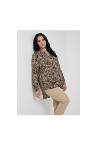 Hanezza Kadın Büyük Beden Siyah 42-52 Leopar Desenli Viskon Pamuklu Tunik Gömlek Siyah Leo - 598428143 Siyah Leo