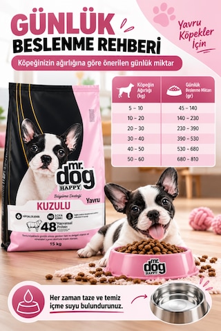 Mr. Dog Happy Kuzulu Ve Pirinçli Yavru Köpek Maması 15 Kg