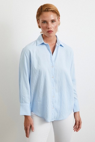 Paralel Çizgili Gömlek Mavi Mavi