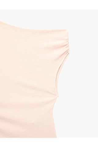 Koton Slim Fit Asimetrik Yaka Kolsuz Drapeli Bluz Pembe 6sal30200ık Gül