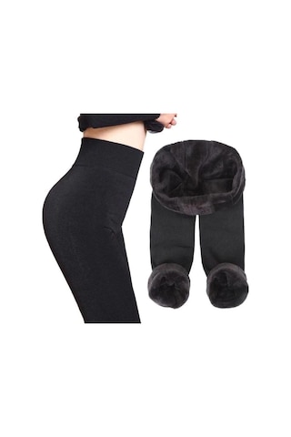 Momslab Kadın Siyah Içi Peluş Taytkarışık L/Xl Siyah