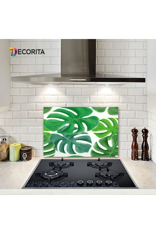 Decorıta Cam Ocak Arkası Koruyucu | Tropik Desen