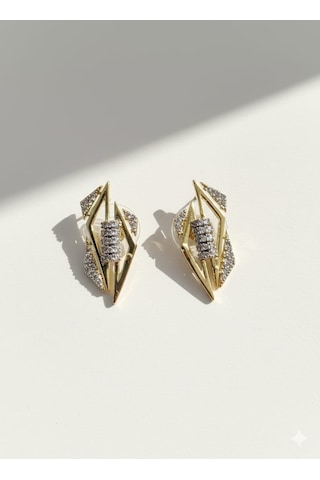 Geometrik Tasarım Modern Küpe Altın