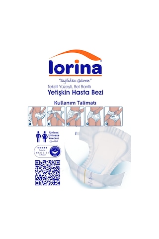 Lorina Tekstil Yüzeyli Bel Bantlı Yetişkin Hasta Bezi XL 30'Lu 2 Paket 60 Adet