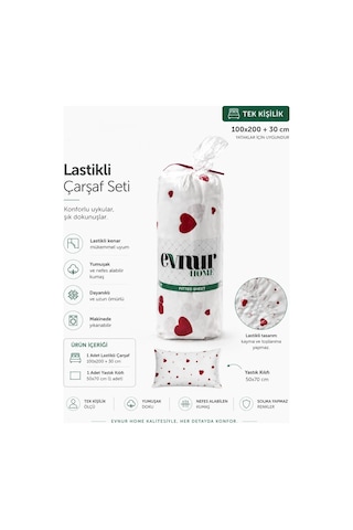Evnur Home Kalpli Lastikli Çarşaf Seti Tek Kişilik Çok Renkli