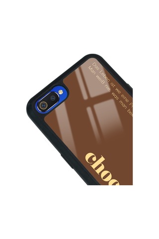 Oppo Realme C2 Choclate Tasarımlı Glossy Telefon Kılıfı Siyah
