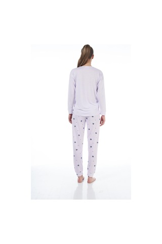 Estiva 22134 Kadın Üzüm Desenli Uzun Kollu Viskon Pijama Takım 001