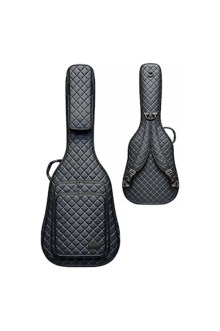 Klasik Gitar Çantası-kılıfı-kalın-gigbag-mavi Kapitoneli-suni Deri