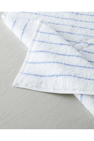 Mono Stripe Pamuk Ayak Havlusu 50x70 Cm Beyaz - Mavi