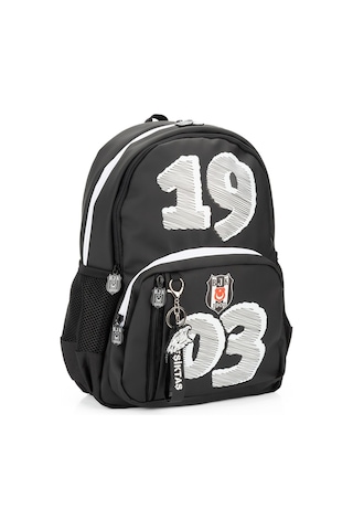Beşiktaş 1903 Baskılı Erkek Çocuk Okul Çantası - Dört Bölmeli - 25343 Siyah