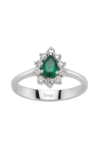 Sirius Pırlanta Damla Kesim Zümrüt Taşlı Anturaj Yüzük 0801R0165