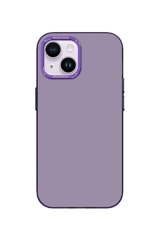 Apple Uyumlu iPhone 14 Kılıf Metal Kamera Çerçeveli Recci Glaze Serisi Kapak Siyah