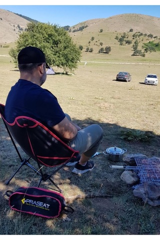 Katlanır Portatif Kamp Ve Piknik Sandalyesi Kırmızı