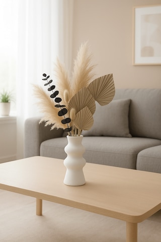 15 Cm 3d Baskı Dekoratif Vazo Modern Tasarım Sert Plastik Beyaz